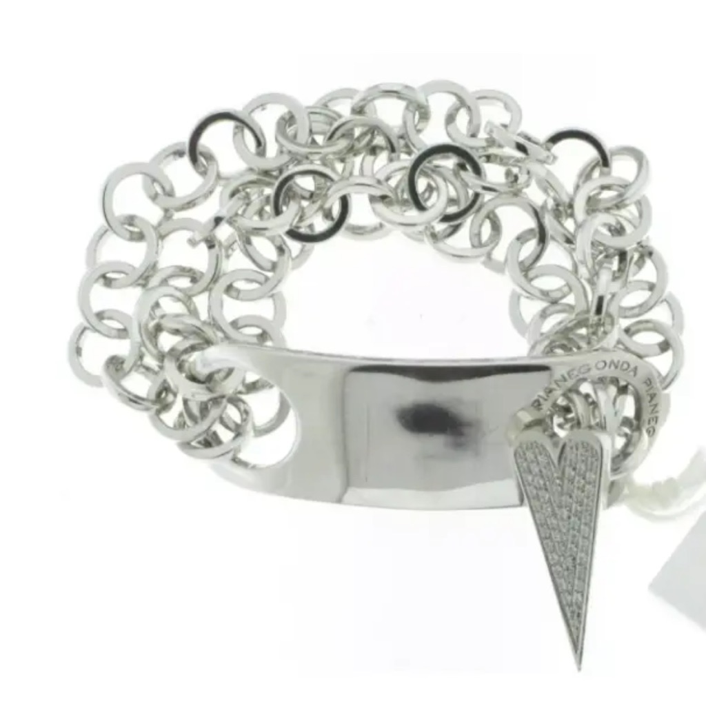 Pianegonda *Love Sick* Diamond Heart Sterling Silver Chain Toggle Bracelet